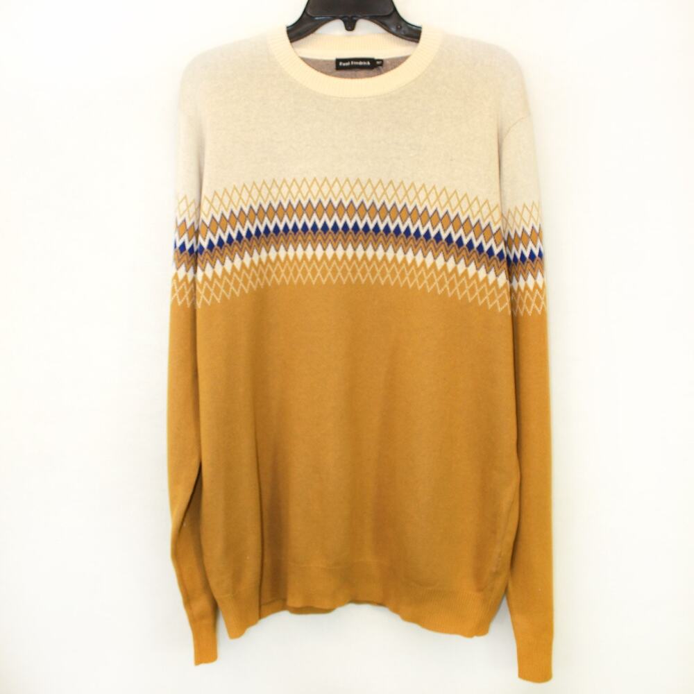 Paul Fredrick vintage 70's syle mod argyle 100% corron sweater XXLT